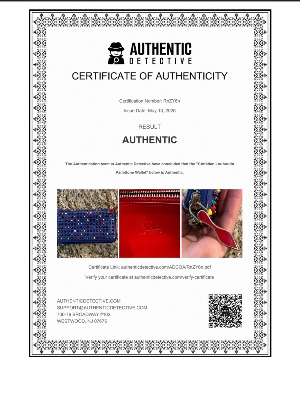 Christian Louboutin Electric Blue Studded Zip-Around Wallet - Picture 5 of 16